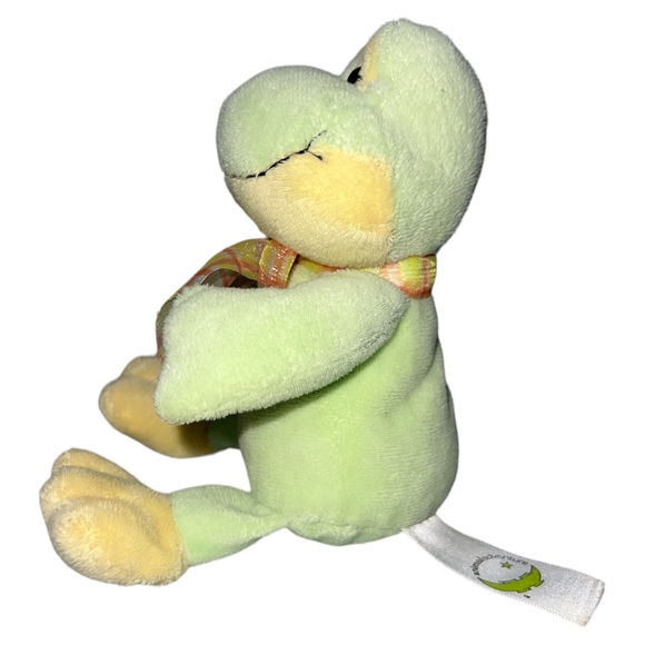 ANIMAL ADVENTURE GREEN YELLOW FROG BOW LOVEY PLUSH STUFFED ANIMAL 6” INCHES - Picture 2 of 8